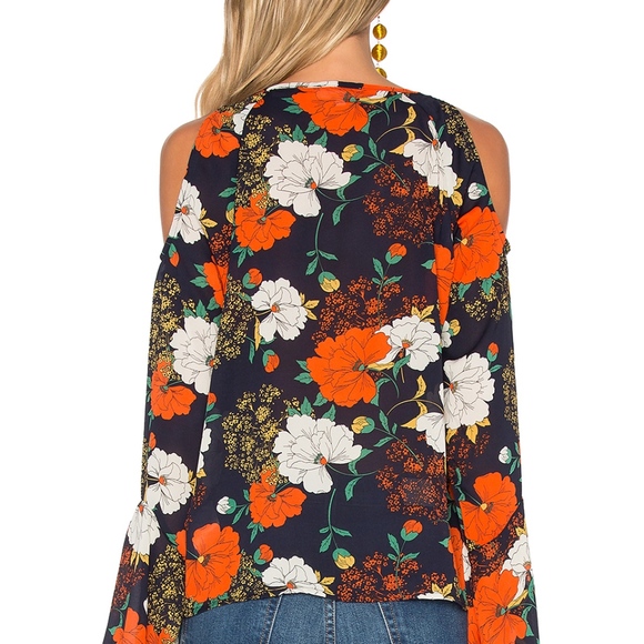 WYLDR Cold Shoulder Floral Tie Neck Top - Donated - Picture 3 of 8